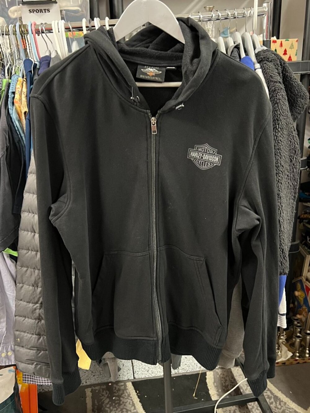 Harley-Davidson Mens Hoodie Size Large Full Zip Shield Biker